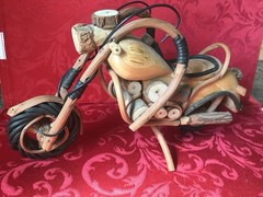 Vintage Wooden Handcrafted Motorcycle Model