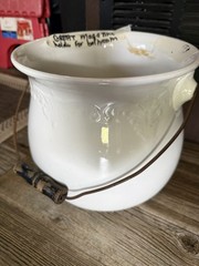 1890’s W.S. George Haquette Slop Pot Pail With Metal Wire & Wood Handle