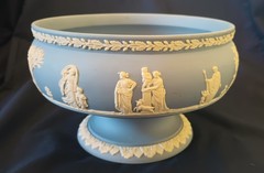 Wedgewood Jasperware Blue 8” Round Footed Imperial Bowl Mark 77