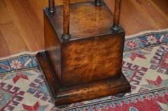 Neoclassical Wooden Walnut Burl & Bronze Pedestal Stand Tall 43 1/2 in
