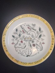 Vintage Stavangerflint Norway “Childs Blessing” Bowl and Plate Set Anne Lofthus