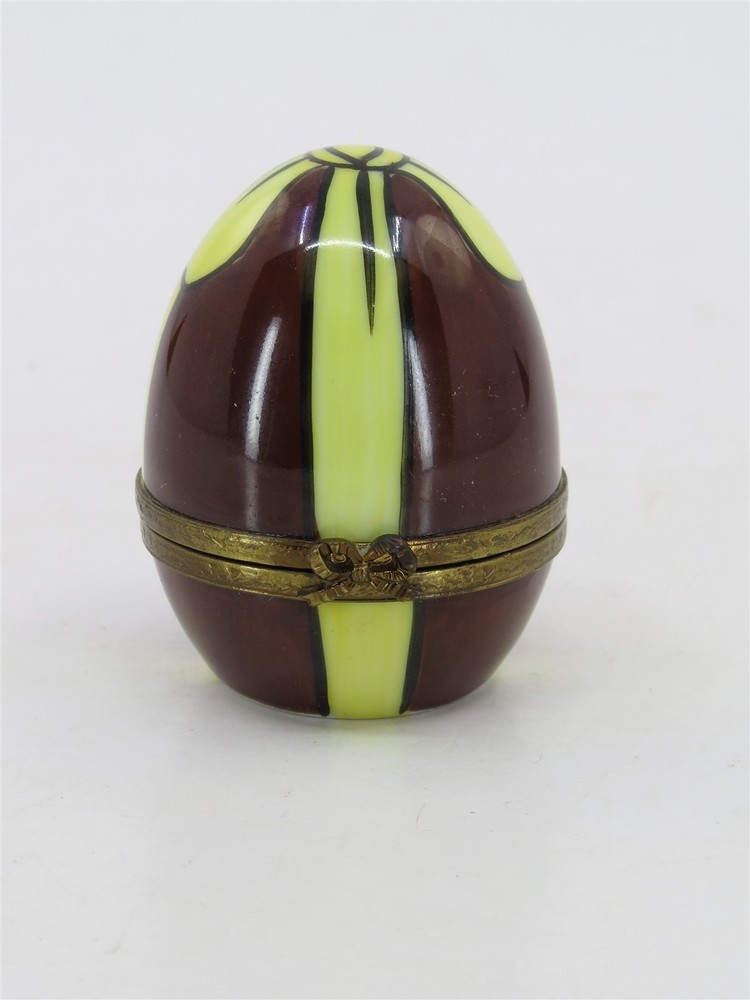 Limoges France Easter Egg Trinket Box Hand Painted Porcelain Hinged Collectible