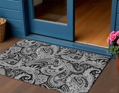 3′ X 5′ Black Gray And White Paisley Washable Rug