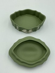 Vintage Wedgewood Green Jasperware Cherub Cameo Trinket Dish 5” England