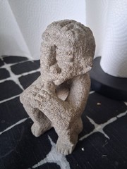 Pre-Columbian Carved Basalt Sqauting & Smoking Sukia ~ Costa Rica C. 800-1200 AD