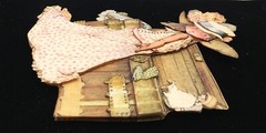 Holly Hobbie 1969 layered art playing dress up 8 X 9.5 unframed on black velvet