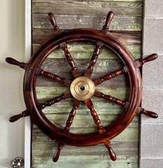 36 “Inch Large Antique Style Wooden Ship Wheel Nautical Wall Decor, Maritime Art