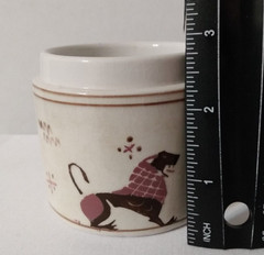Antique handmade Pottery Greece Lion Pen holder, make up brush holder, no lid