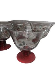 4 Christmas Pfaltzgraff Winterberry HP Glass Lrg Footed Dessert Bowls NEW #1