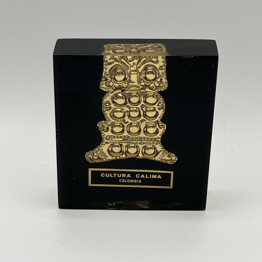 Vtg Pre-Columbian Calima Gold Figurine Replica Colombia Art Shaman Owl Signed