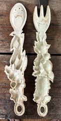Spoon & Fork Set Fruit & Vegetable Homco 7455 A Kitchen Wall Decor Hard Plastic