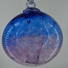 Hand Blown Art Glass Spirit Tree Embossed Witch Ball Orb Sphere ornament Kugel