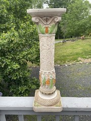 Vintage 20th C Plaster Neoclassical Jardiniere Pedestal Stand 9 Muses Garden Art