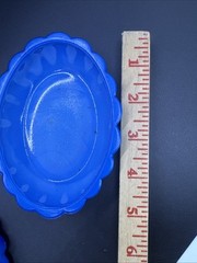 Vintage Peace Doves Akro Agate Slag Blue Swirl Trinket Glass Dish