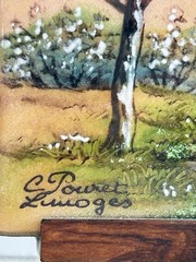 Vintage Limoges Enamel Miniature Painting Christiane Pouret France With Easel#23