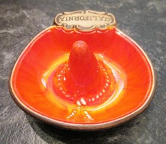 TREASURE CRAFT Orange Lava Glaze Sombrero Hat California Made in USA