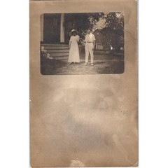 c1910 Edwardian RPPC Man and Woman Dressed in White Vintage Postcard PE4