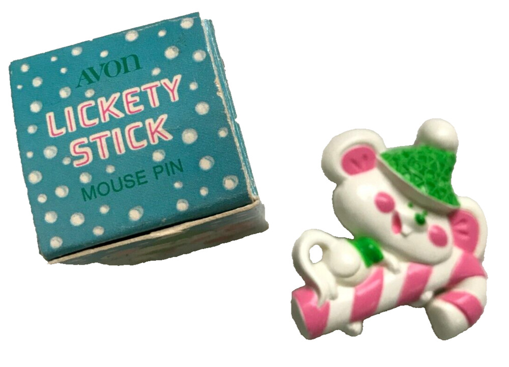 AVON NOS NEW OLD STOCK CHILDREN LICKETY STICK MOUSE PIN BOXED
