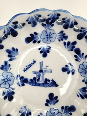 Delft Blue Bowl Trinket Dish Hand Painted Ceramic Windmill Holland Pierce work