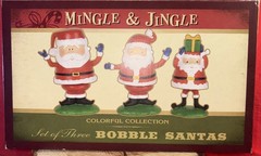 Mingle & Jingle (Boxed 3 Different Bobble Head Santas) 6 /14″, 6 1/8″ & 6″