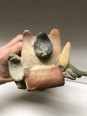 Antique Pre-Columbian Maya Mexican Red Clay Terracotta Pottery Figurine 9”