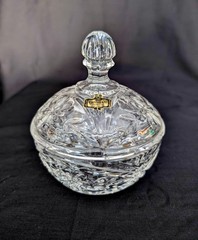 1970’s Zajecar Yugoslavia 24% Lead Crystal Bowl with Lid Candy Holder Vintage