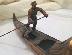 Vintage Gondola Gondolier Music Box Copper Color Plated READ Repair Project