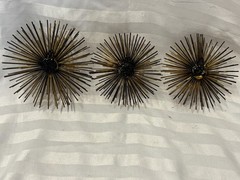 Vintage Starburst Metal Wall Hangings Gold Tone Metal