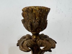 Antique Gilt Metal Figural Candlestick Cavalier Man Decorations