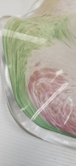 STUNNING Italian Murano Swirled Art Glass Pale Colors 9″ Bowl, Pink Orange Green