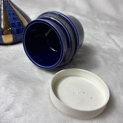 Rare Vintage Caviar Kaspia Paris Porcelain Onion Dome France Cobalt Gold