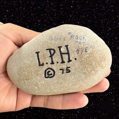 LPH Leonardo Art Works 1975 Pottery Baby on Rock Stoneware Figurine Statue Sign