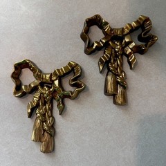 Vintage Burwood Bow Wall Decor Pair Gold Tone Cottage Core 1988 Made in USA