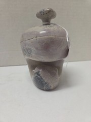 UNUSUALLY SHAPED ABSTRACT HAND-CARVED SIGNED SOAPSTONE TRINKET BOX W LID-UNIQUE!