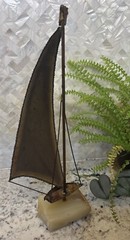 Handcrafted John DeMott Brass Sailboat on Onyx? Base Nautical Sculpture Ocean