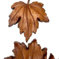 Syroco Faux Wood Maple Leaf Wall Decor Plaque Set 2 Resin Brown Autumn 7686 7687