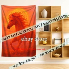 Fire Horse Spirit Tapestry 3D relief look Wall Art fantasy decor 59X82 in