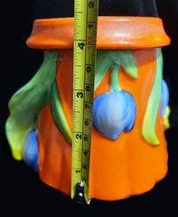 🐦🌷Beautiful Vintage Orange 3D Bird & Tulips Hand Painted Planter Gold Castle