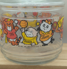 Vintage 1980s Shirt Tales Glass Cookie Candy Jar Hallmark Tyg Digger Pammy