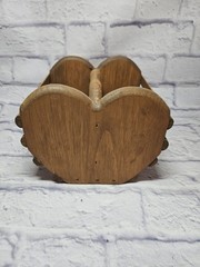 Vintage Wooden Heart Cut-Out Basket Napkin Holder – 7.5″ – 1980s – Country Decor