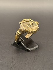 Large ancient Roman Ring bronze ring with decorated engraved bezel Antique Ring