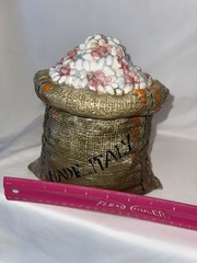Vintage Italian Ceramic Canister Gunny Burlap￼ Sack Full Of Beans ￼