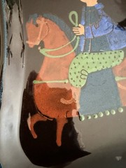 JAKOB STUCKI Switzerland Folk Art 12” Pottery Plate Tray Marked