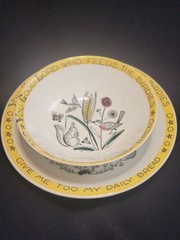 Vintage Stavangerflint Norway “Childs Blessing” Bowl and Plate Set Anne Lofthus