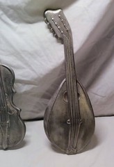 Vintage 1960s Royal Cast Metal Bass Guitar and Mandolin Wall Hangings Art