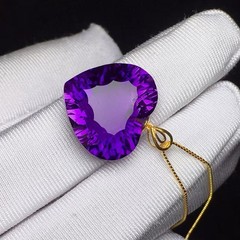 Natural Amethyst Quartz Purple Uruguay heart shape necklaces 18K