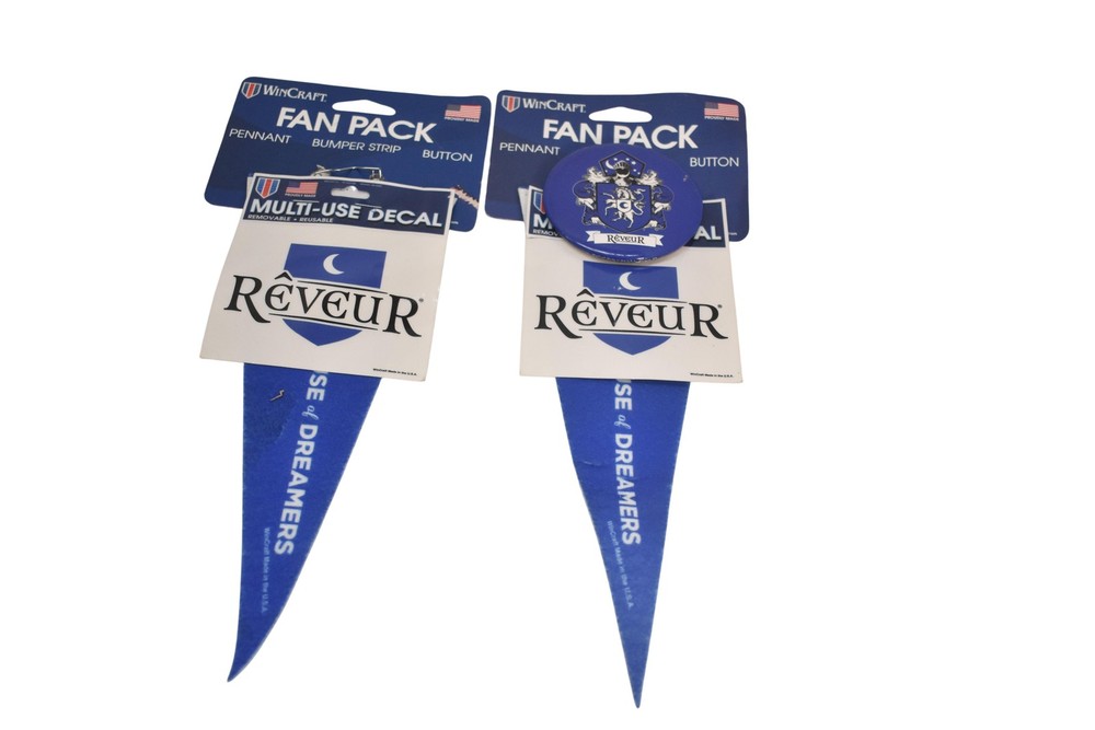 WinCraft Reveur Fan Pack Lot Of 2 Pennant Button Decal Crest Blue USA Set