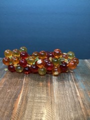 Vintage mcm Lucite Grape clusters on Driftwood orange amber Large 16” long