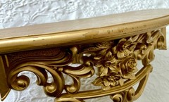 Vintage ’60’s Syroco Gold Wall Shelf Ornate Roses 19″ Wide Wall Decor #3025