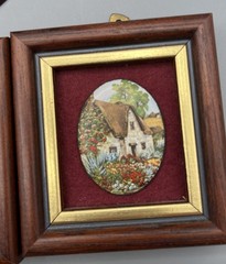 Set Of 6 Pat Collins London Vitreous Enamel On Copper Framed Miniature Pictures